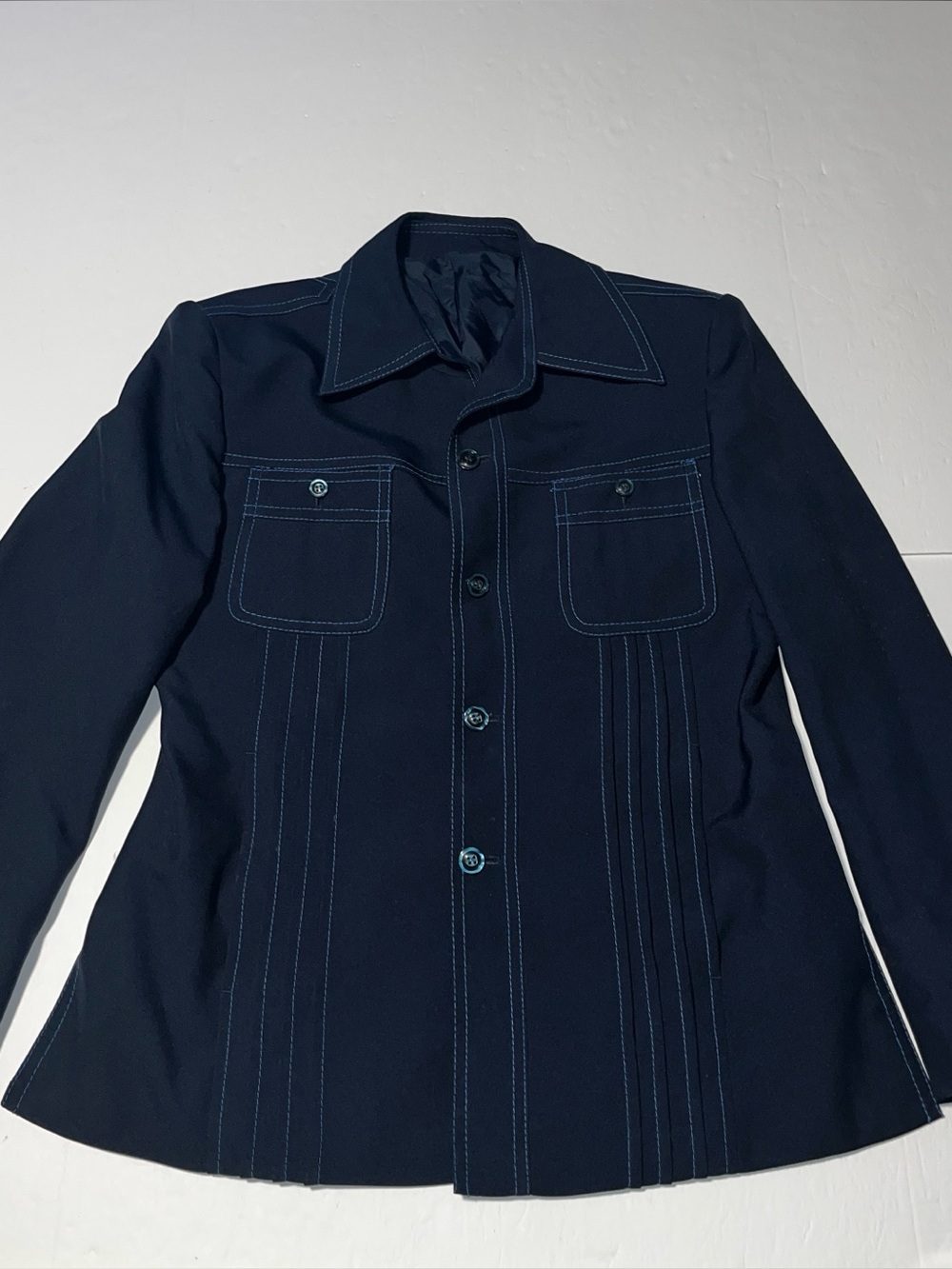 Juilliard Great Mixers Vintage Jacket Mens 42 Button Up shoulder pads blue